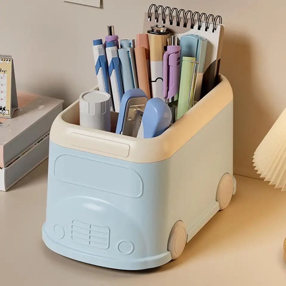3 Compartment Van Desktop Organizer, Desk Organizer Storage Bucket, Cute Student Stationery Holder, Multifunctional Stationery Pencil Organizer, Large Capacity Desktop Storage Box, Cute Desktop Decoration Accessories 3 Compartment Van Desktop Organizer, Desk Organizer Storage Bucket, Cute Student Stationery Holder, Multifunctional Stationery Pencil Organizer, Large Capacity Desktop Storage Box, Cute Desktop Decoration Accessories